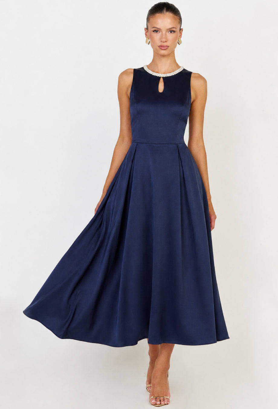 Vionne Navy Blue Midi Dress
