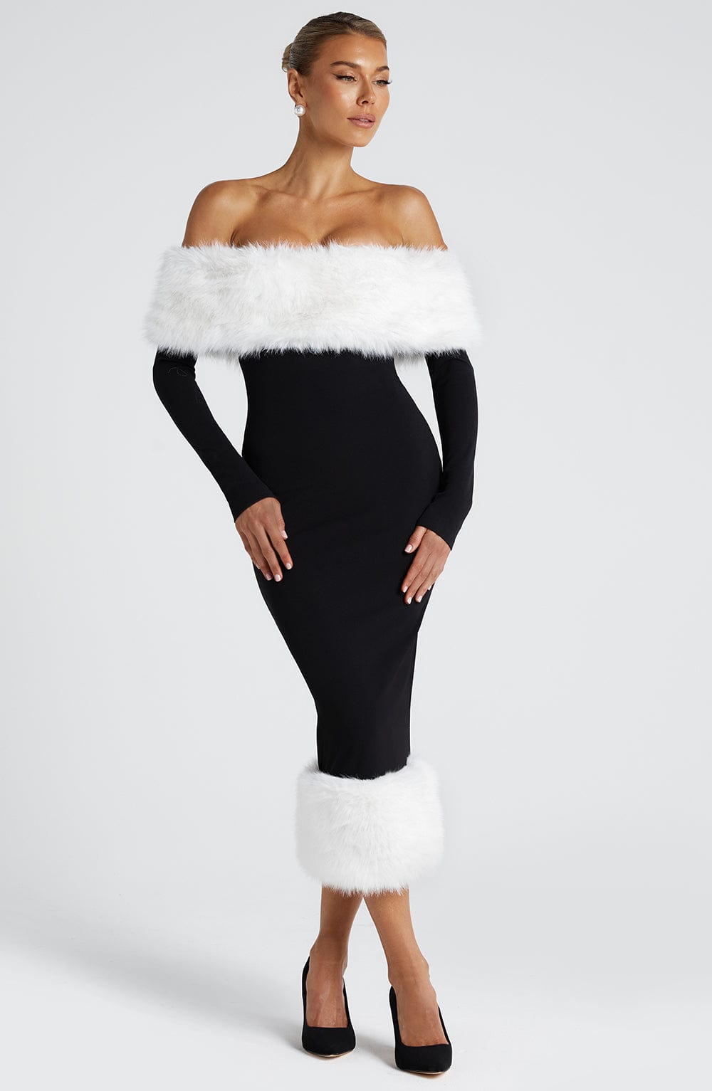 Vittoria Midi Dress Black/White