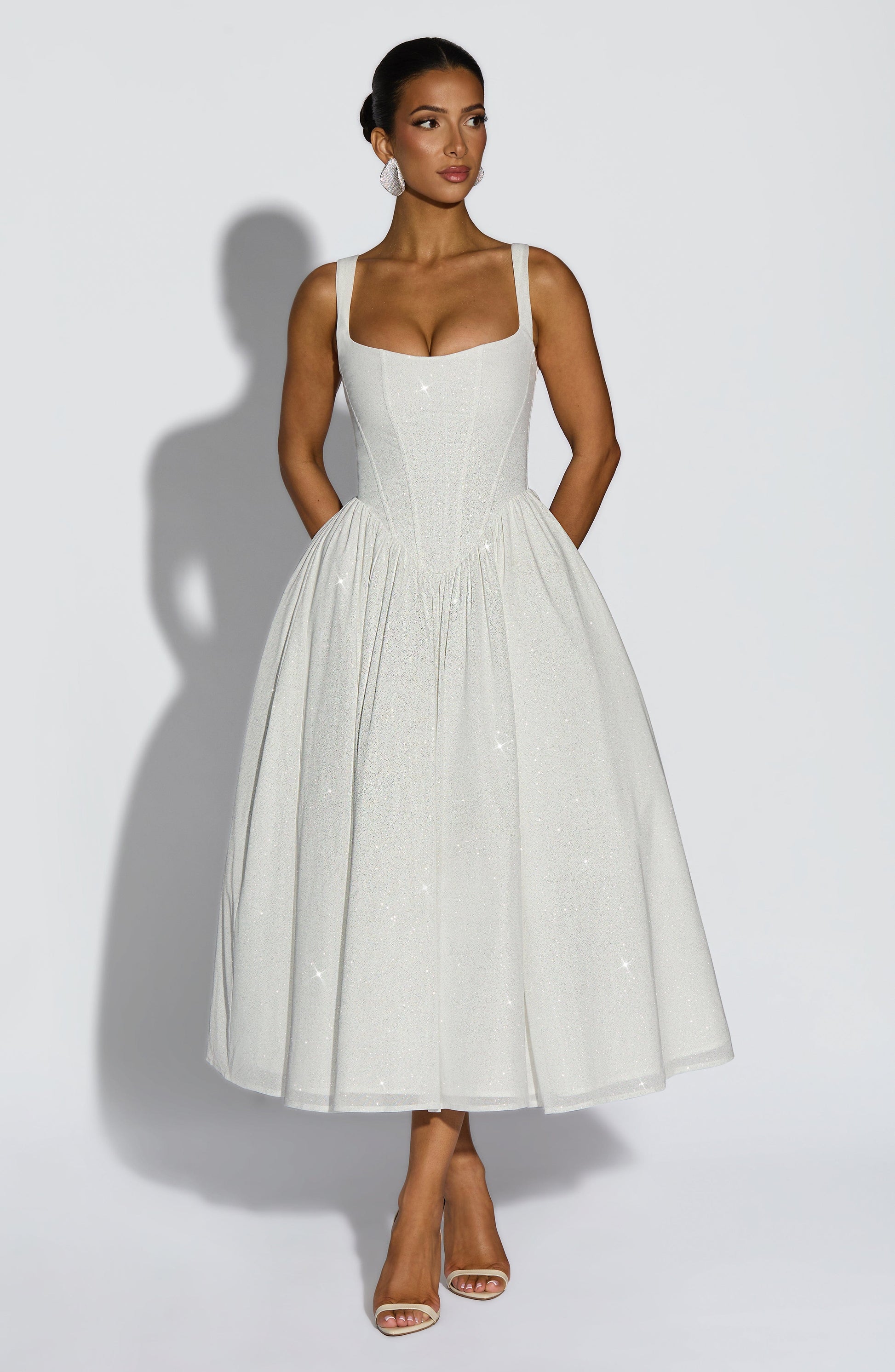 Vivienne Midi Dress Ivory Sparkle