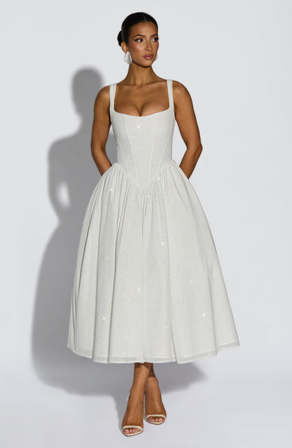 Vivienne Midi Dress Ivory Sparkle