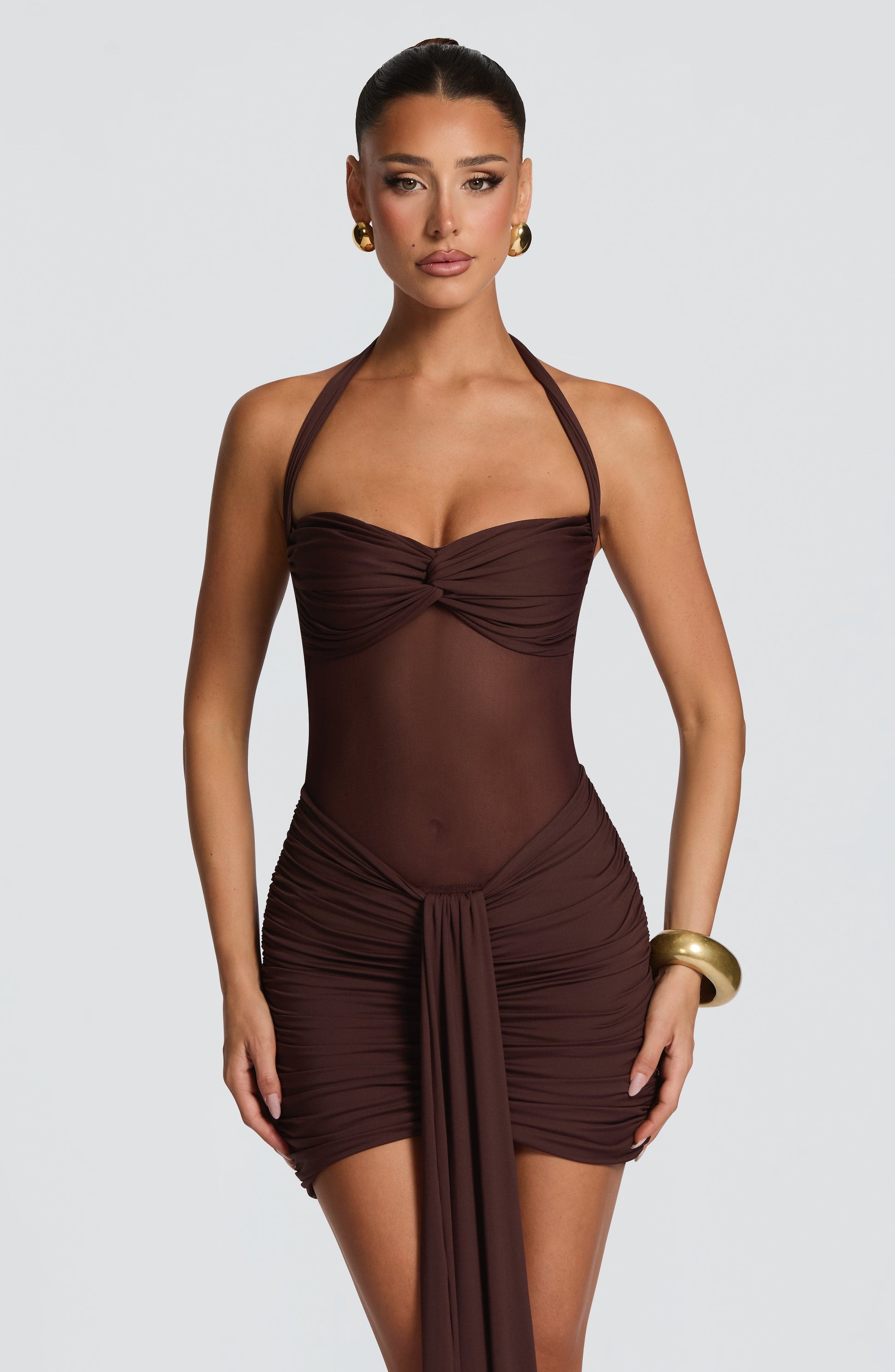 Vixen Mini Dress Plum Brown