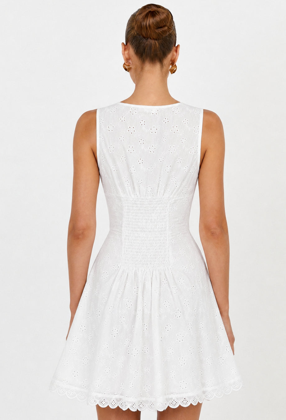 White Floral Embroidered Mini Dress
