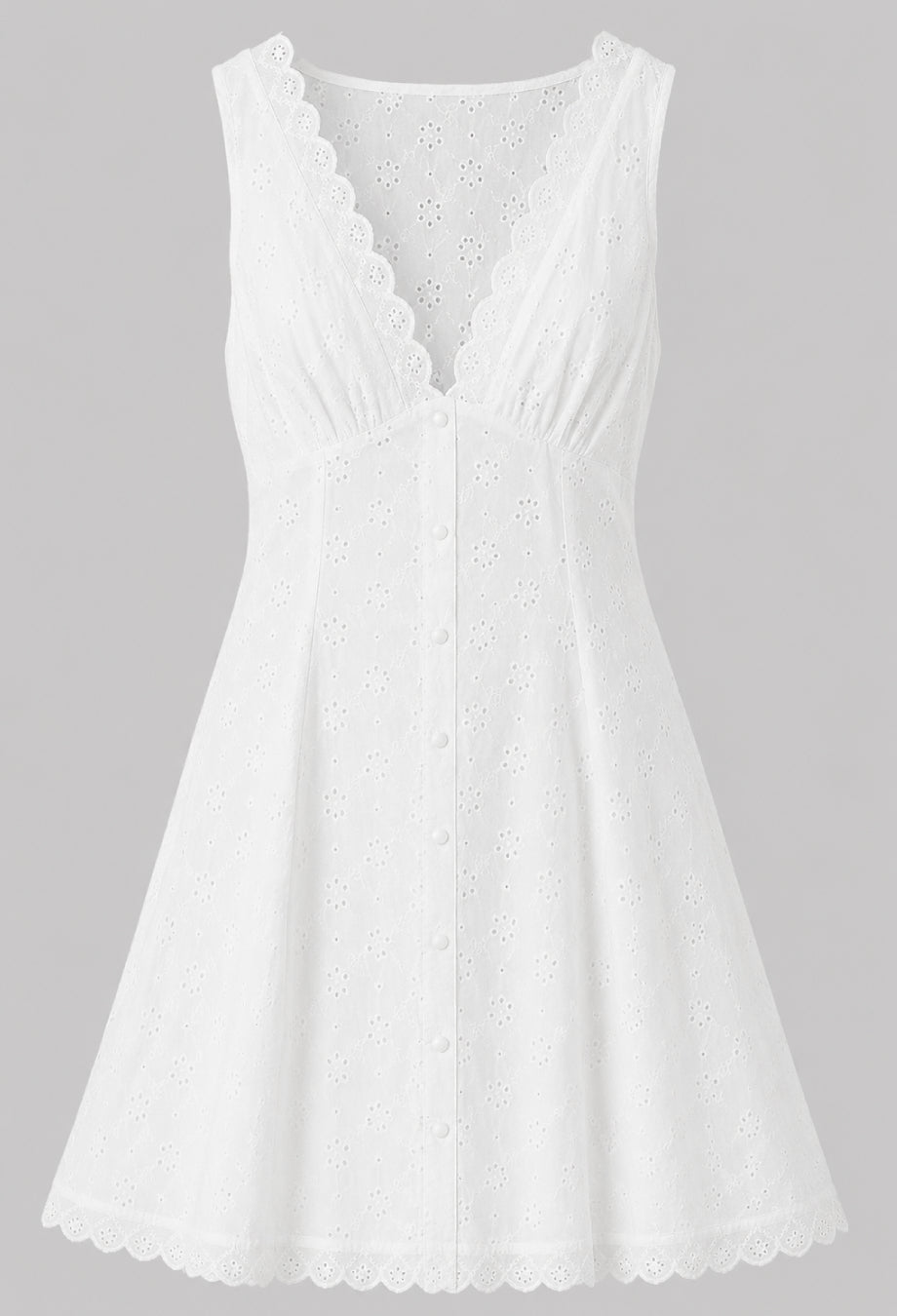 White Floral Embroidered Mini Dress
