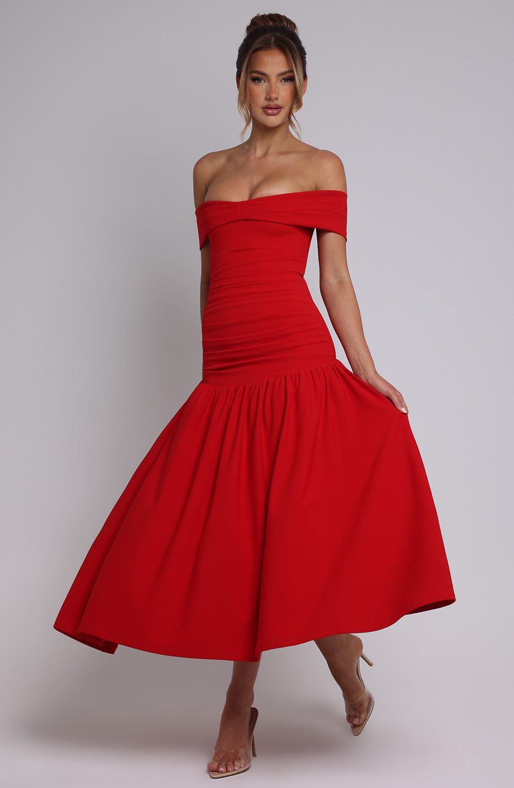 Wilhelmina Midaxi Dress Red