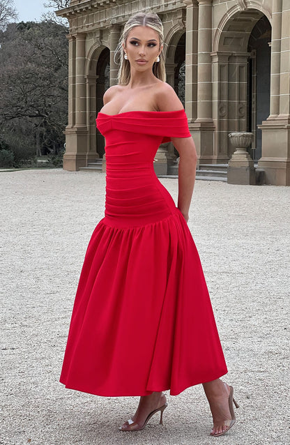 Wilhelmina Midaxi Dress Red