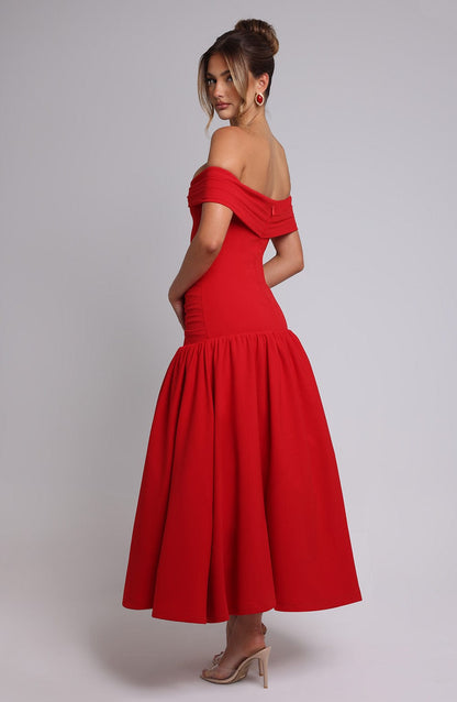 Wilhelmina Midaxi Dress Red