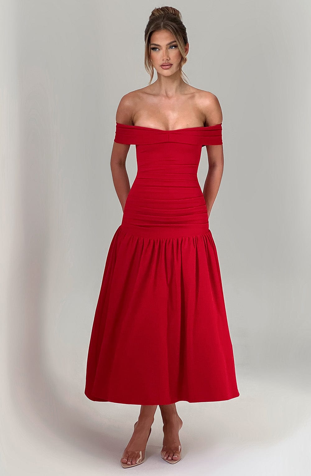 Wilhelmina Midaxi Dress Red
