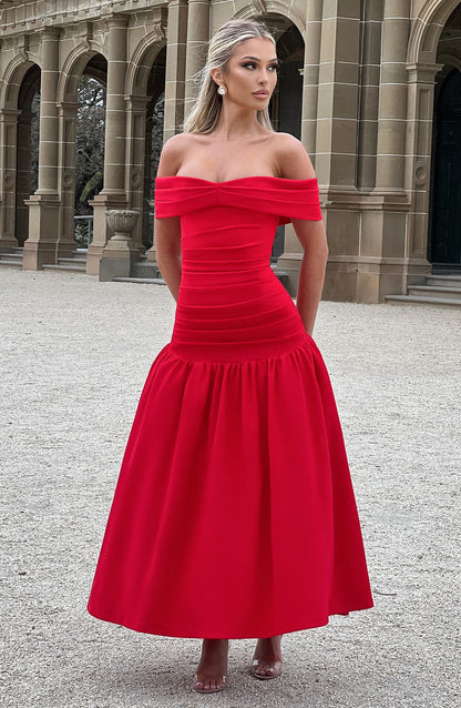Wilhelmina Midaxi Dress Red