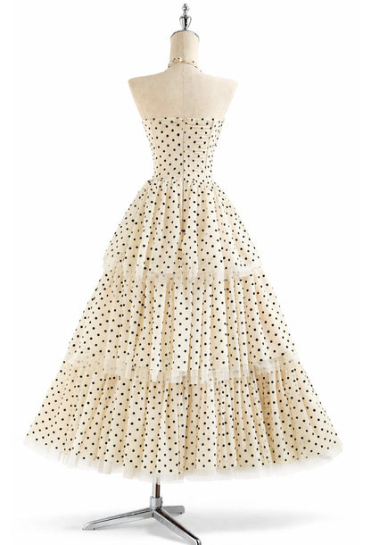 Willa Mesh Corset Polka Dot Midi Dress