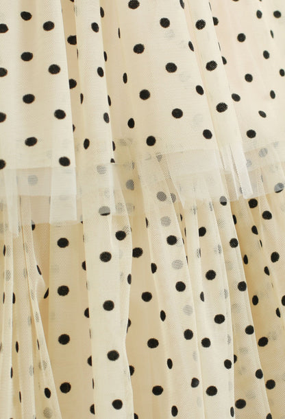 Willa Mesh Corset Polka Dot Midi Dress