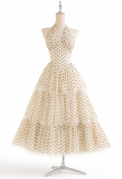 Willa Mesh Corset Polka Dot Midi Dress