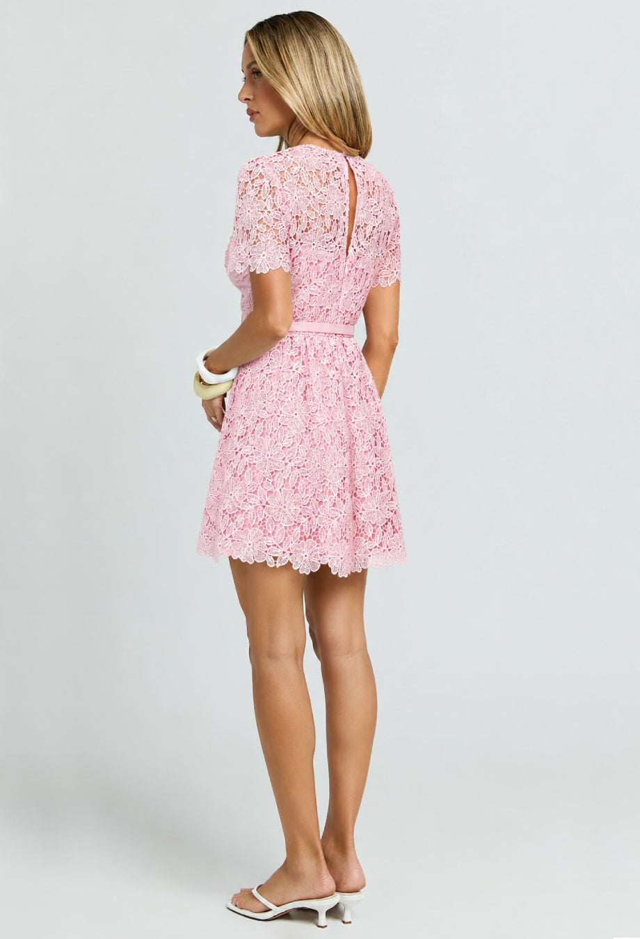 Willow Embroidered Floral Lace Mini Dress Pink