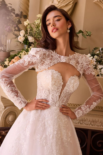 WL037 Strapless Wedding Ball Gown & Lace Bolero Andrea & Leo