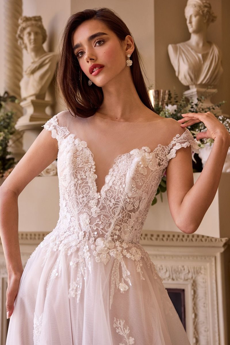 WL038 Cap Sleeve Bridal Ball Gown Andrea & Leo