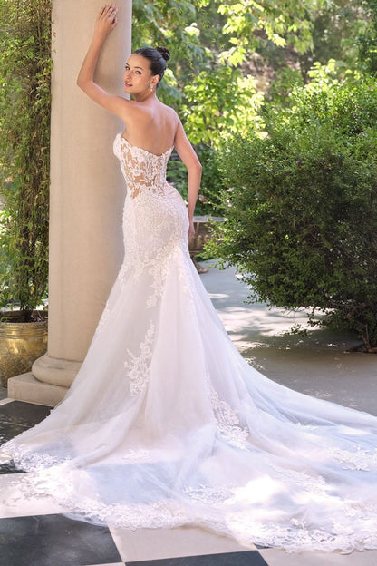 WL065 Hera Lace Mermaid Gown With Removable Sleeves Andrea & Leo