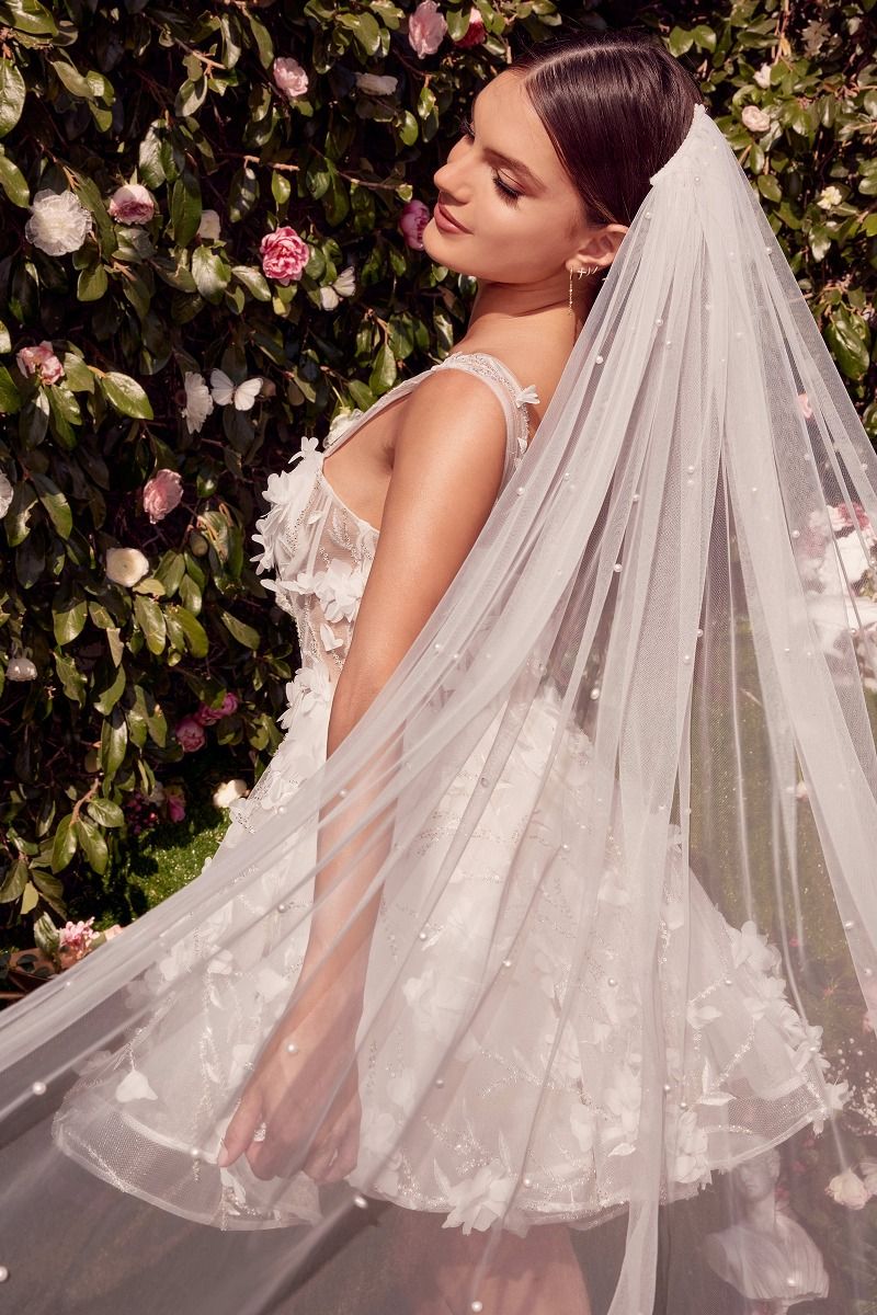 WL081 WEDDING MINI WITH BEADED FLORAL APPLIQUE Andrea & Leo