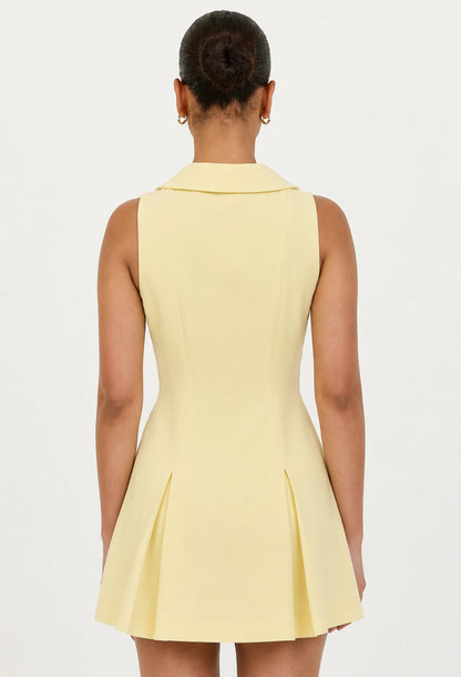 Light Yellow Cinched A- Mini Dress