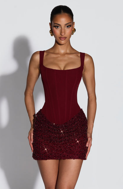 Yeona Mini Dress Burgundy