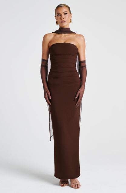 Yulia Maxi Dress Plum Brown