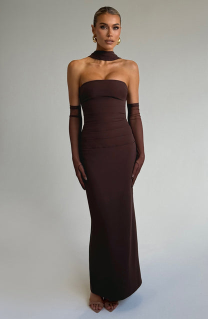 Yulia Maxi Dress Plum Brown