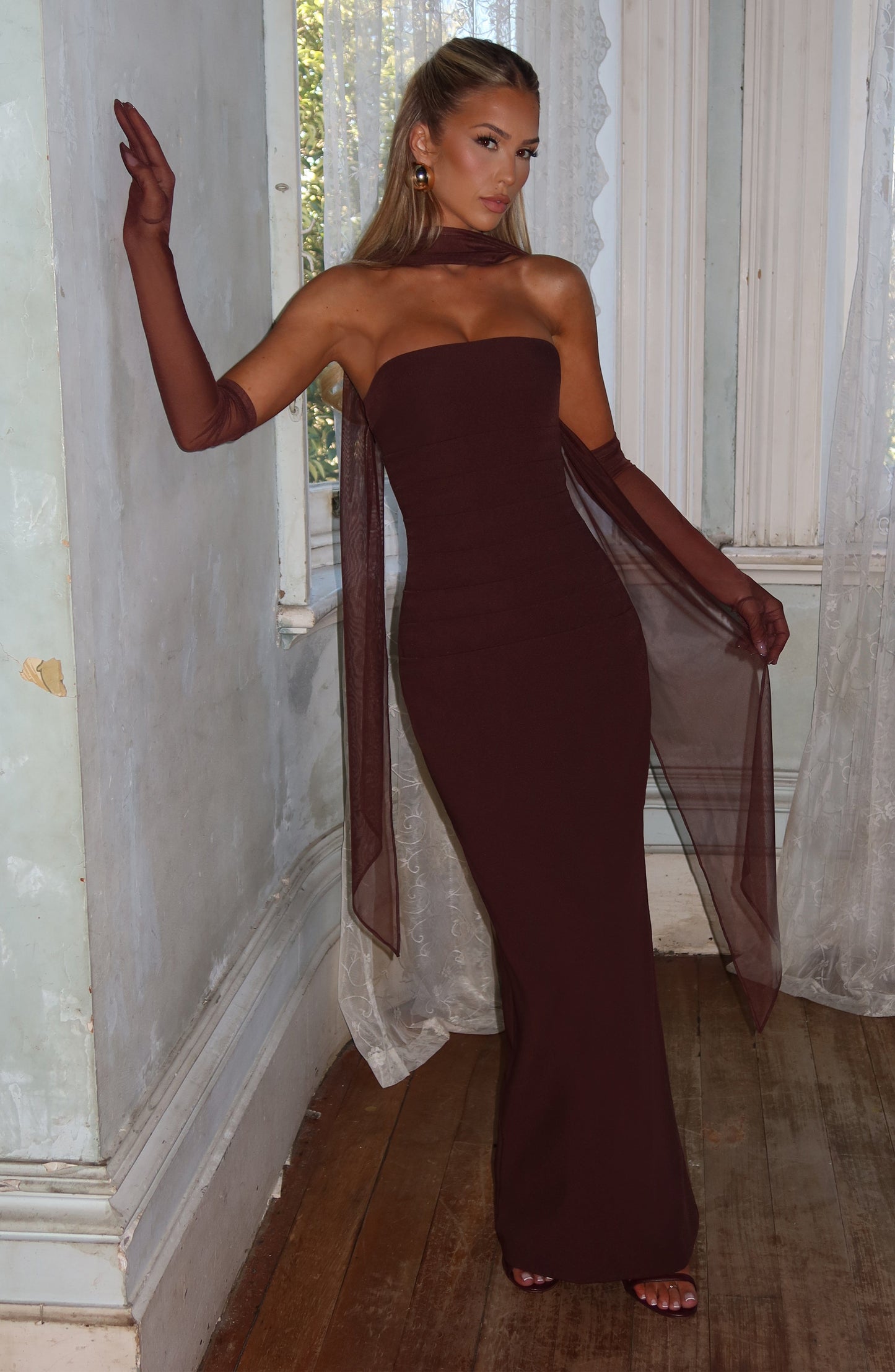 Yulia Maxi Dress Plum Brown